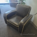 Black Leather Sofa Set With Trim - Loveseat, Armchair, Ottoman